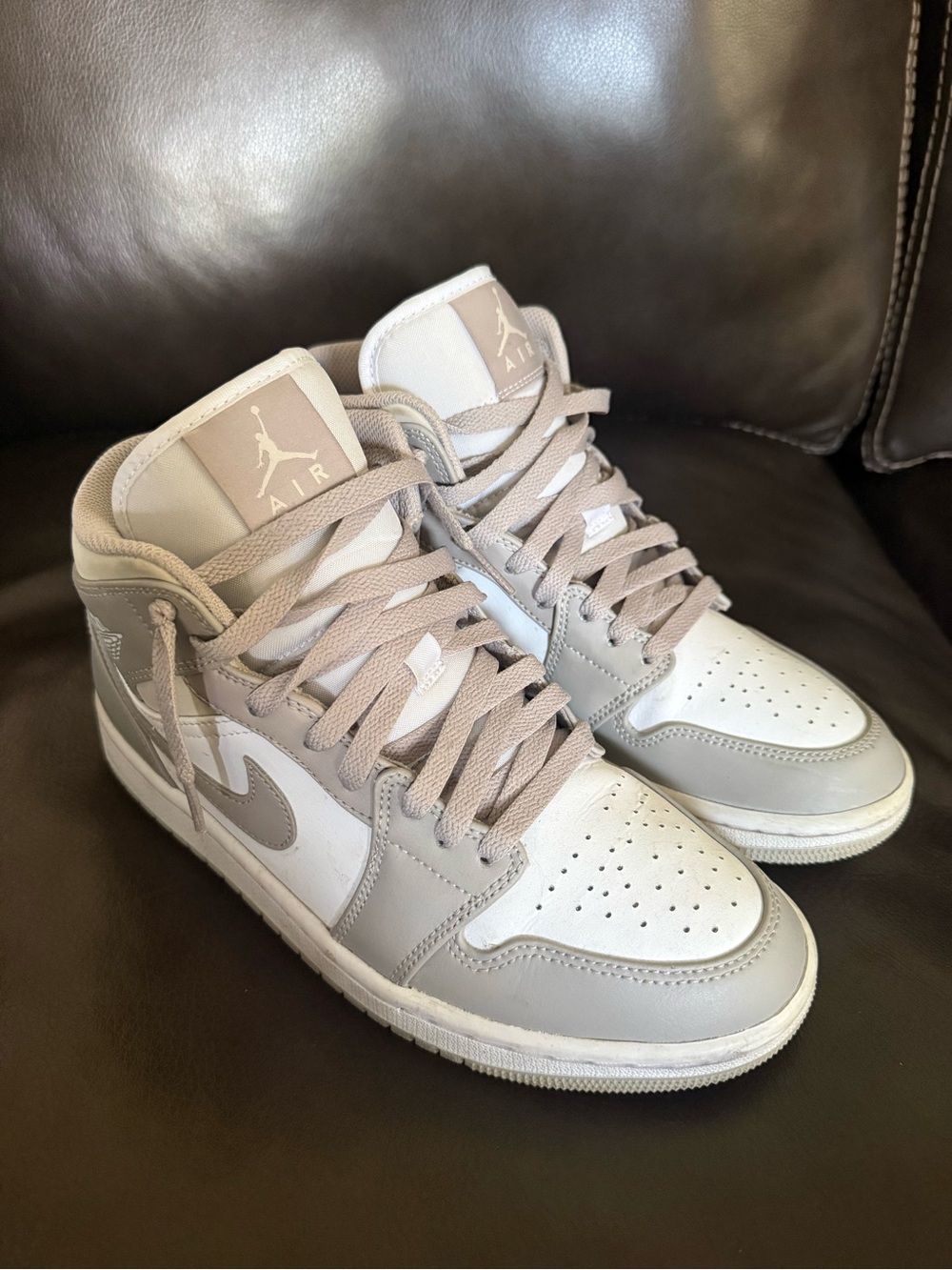Jordan Mid-Top Sneakers in Light Gray and White